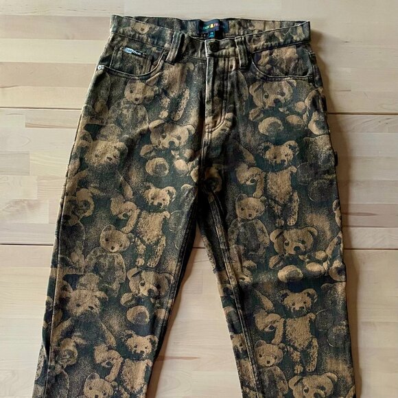 Teddy Fresh Unisex Brown Teddy Bears Straight Leg Carpenter Jeans Pants size 28 - Picture 1 of 7